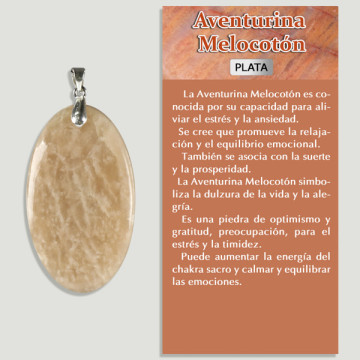 AVENTURINE PÊCHE. Pendentif ARGENT. Formes assorties