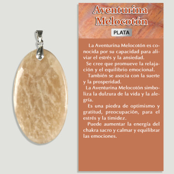 AVENTURINE PÊCHE. Pendentif ARGENT. Formes assorties