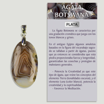 AGATE DU BOTSWANA. Pendentif ARGENT. Formes assorties