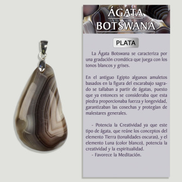 AGATE DU BOTSWANA. Pendentif ARGENT. Formes assorties