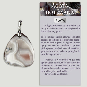 AGATE DU BOTSWANA. Pendentif ARGENT. Formes assorties