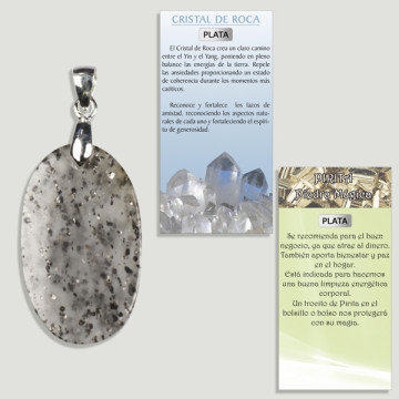 QUARTZ with PYRITE. SILVER pendant. Assorted shapes