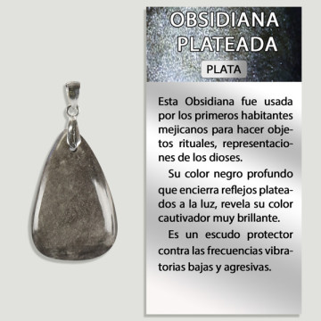 OBSIDIENNE D'ARGENT. Pendentif ARGENT. Formes assorties