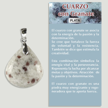 QUARTZ avec GRENAT. Pendentif ARGENT. Formes assorties