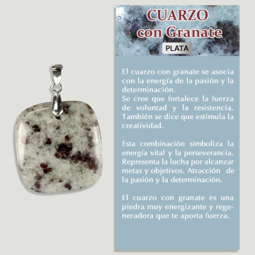 QUARTZ avec GRENAT. Pendentif ARGENT. Formes assorties