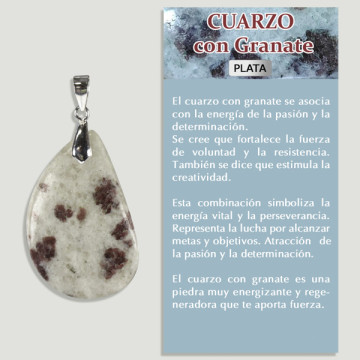 QUARTZ avec GRENAT. Pendentif ARGENT. Formes assorties