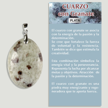 QUARTZ avec GRENAT. Pendentif ARGENT. Formes assorties