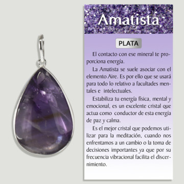 AMATISTA bisel. Colgante PLATA. Modelo Lágrima