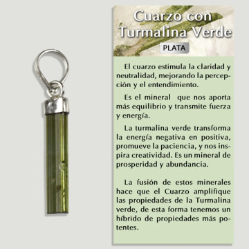 TOURMALINE VERTE. Pendentif ARGENT. Rugueux