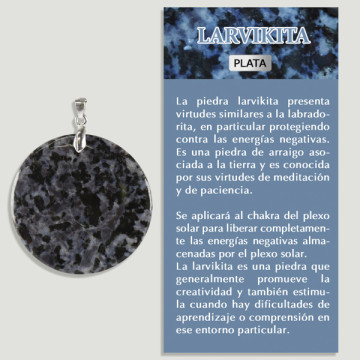 LARVIKITA. Colgante PLATA. Formas surtidas