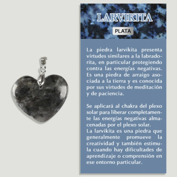 LARVIKITE. SILVER pendant. Heart Model