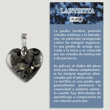 LARVIKITE. SILVER pendant. Heart Model