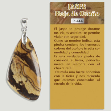 JASPE FEUILLE D'AUTOMNE. Pendentif ARGENT. Formes assorties