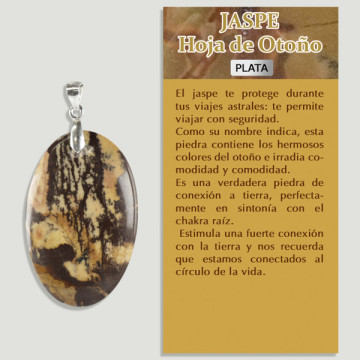 JASPE FEUILLE D'AUTOMNE. Pendentif ARGENT. Formes assorties