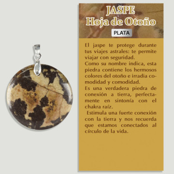 JASPE FEUILLE D'AUTOMNE. Pendentif ARGENT. Formes assorties