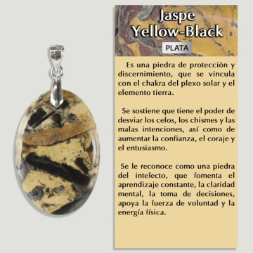 JASPE JAUNE-NOIR. Pendentif ARGENT. Formes assorties