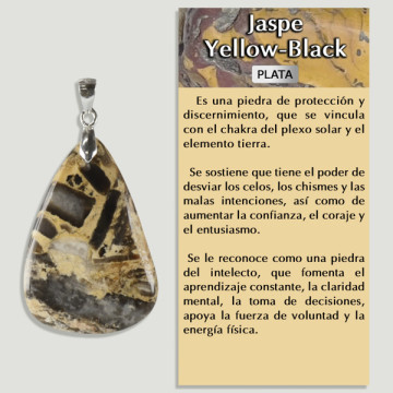 JASPE JAUNE-NOIR. Pendentif ARGENT. Formes assorties