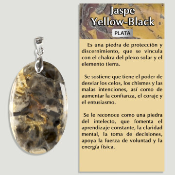 JASPE JAUNE-NOIR. Pendentif ARGENT. Formes assorties