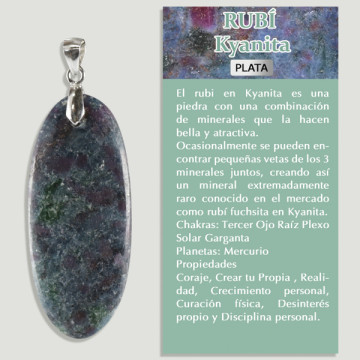 KYANITE RUBIS. Pendentif ARGENT. Formes assorties