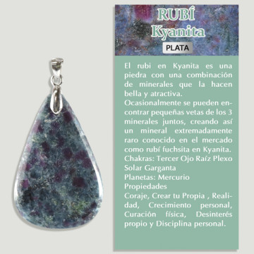 KYANITE RUBIS. Pendentif ARGENT. Formes assorties