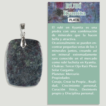 KYANITE RUBIS. Pendentif ARGENT. Formes assorties