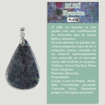 KYANITE RUBIS. Pendentif ARGENT. Formes assorties