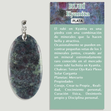 KYANITE RUBIS. Pendentif ARGENT. Formes assorties