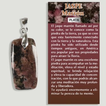 JASPE BRUN. Pendentif ARGENT. Formes assorties