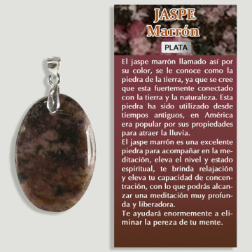 JASPE BRUN. Pendentif ARGENT. Formes assorties