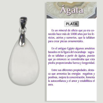 ÁGATA BLANCA. Colgante PLATA. Formas surtidas