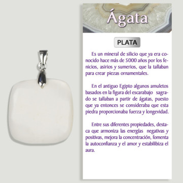 AGATE BLANCHE. Pendentif ARGENT. Formes assorties
