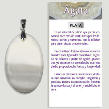 AGATE BLANCHE. Pendentif ARGENT. Formes assorties