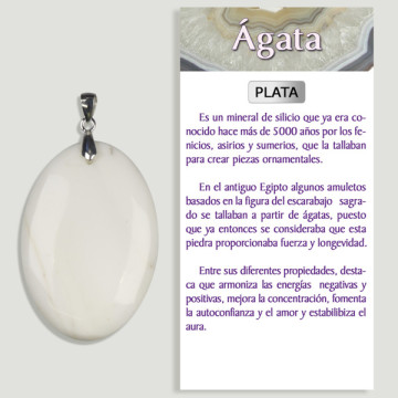 AGATE BLANCHE. Pendentif ARGENT. Formes assorties