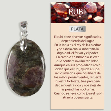 RUBIS dans MATRICE. Pendentif ARGENT. Formes assorties