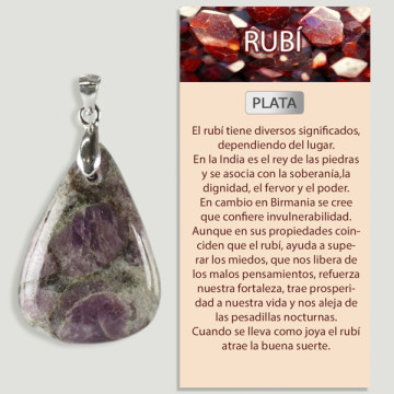 RUBIS dans MATRICE. Pendentif ARGENT. Formes assorties