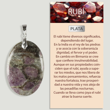 RUBIS dans MATRICE. Pendentif ARGENT. Formes assorties