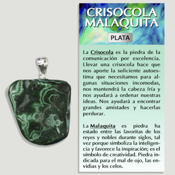 CHRYSOCOLLE MALACHITE. Pendentif ARGENT. Formes assorties