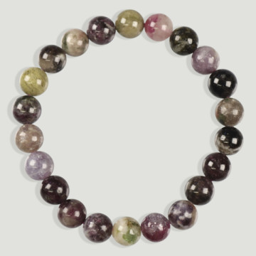 TOURMALINE BICOLORE. Bracelet élastique. boule de 8 mm