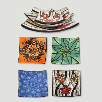 Set 3 - bo terracotta Square model: mandalas - flore 24 - 20 - 15 cm