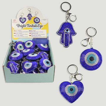 BRIGHT TURKISH EYE. Sparkly keychain. 3 models. 6-7cm