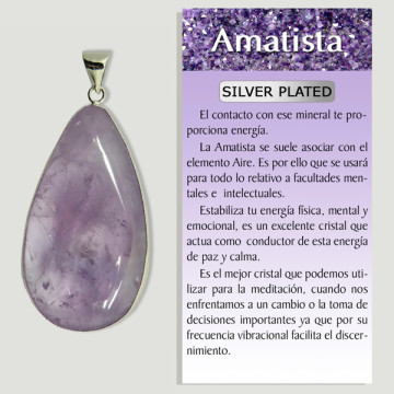 AMETHYST. Silver plated pendant. Model with bezel.