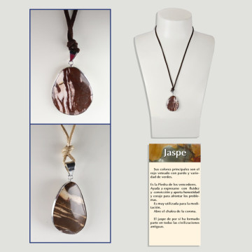 ZEBRA JASPER. METAL pendant with cord. Assorted shapes