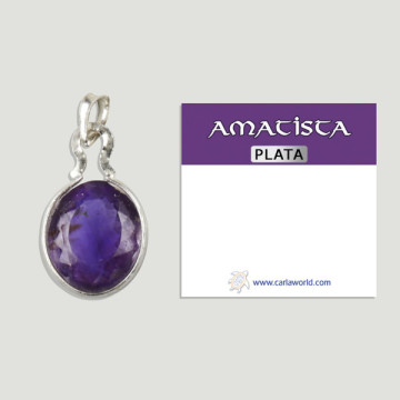 AMETHYST. SILVER pendant. faceted cabochon