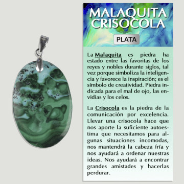 MALACHITE-CHRYSOCOLLA. Pendentif ARGENT. Formes assorties