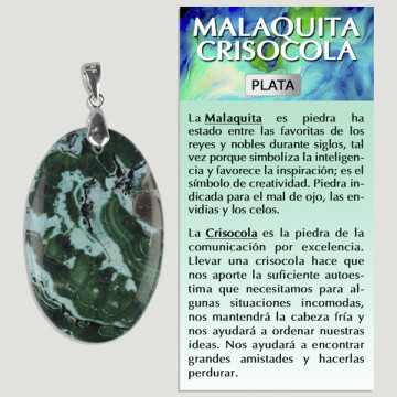 MALACHITE-CHRYSOCOLLA. Pendentif ARGENT. Formes assorties