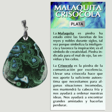 MALAQUITA-CRISOCOLA. Colgante PLATA. Formas surtidas