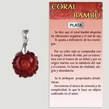 BAMBOO CORAL. SILVER pendant. Pink Shape