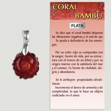 CORAL BAMBÚ. Colgante PLATA. Forma Rosa