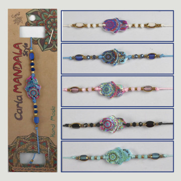 Crochet 30, Bracelet personnage mandala - couleurs assorties