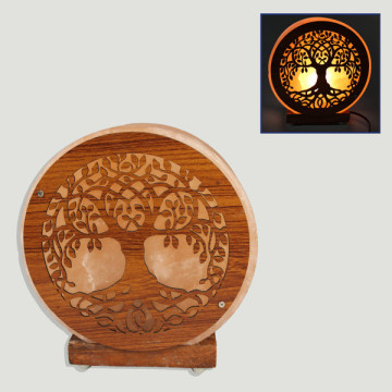 Lámpara de Sal con madera 3D. Árbol de la vida. 19X7x20cm. 4Kgs.